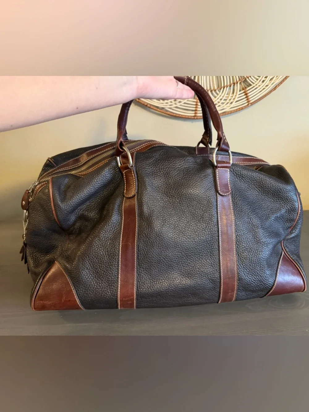 Roots Canada Vintage Leather Weekender Duffel Bag - Brown